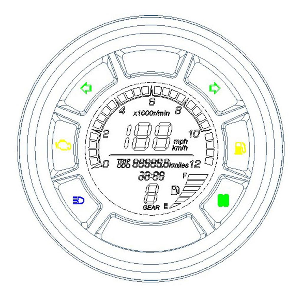 Gear Indicator Display - Compteur de vitesse numérique étanche pour