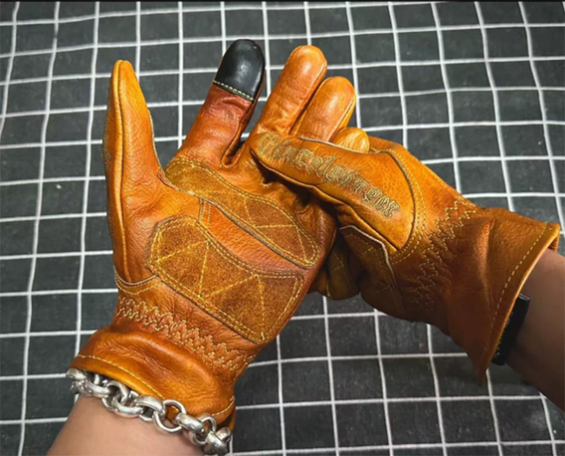 Motorcycle Gear Used - Gants de moto rétro en cuir