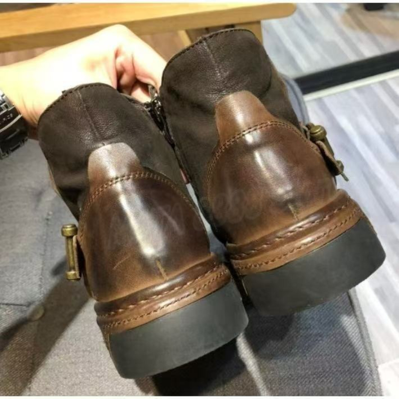 Bottes en cuir rétro pour homm - Motorcycle Gear Used avis et prix